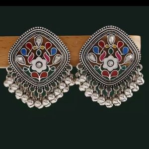 Indian Boho Multicolor Beaded Statement Earrings